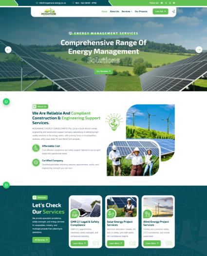 Mogamane Energy Services website case study preview