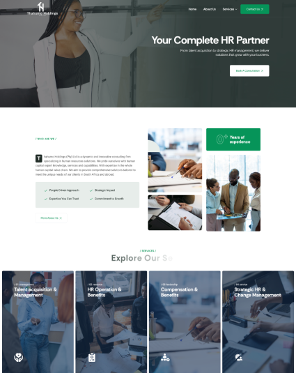 Thahumo Holdings website case study preview